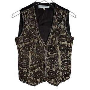 Carolina Herrera Runway silk heavily beaded Vest Top womens size 8 Vintage
